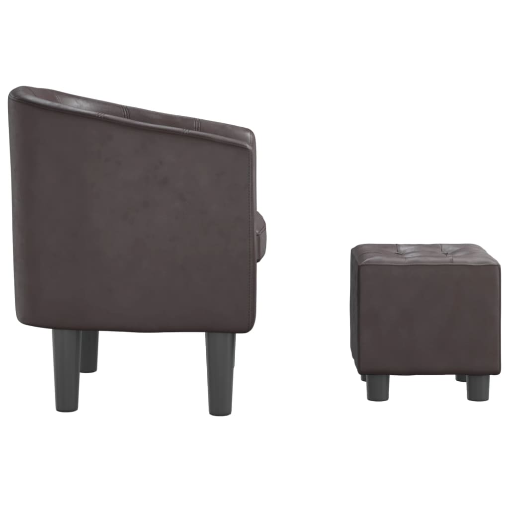 Fauteuil avec repose-pied marron similicuir - XIOS