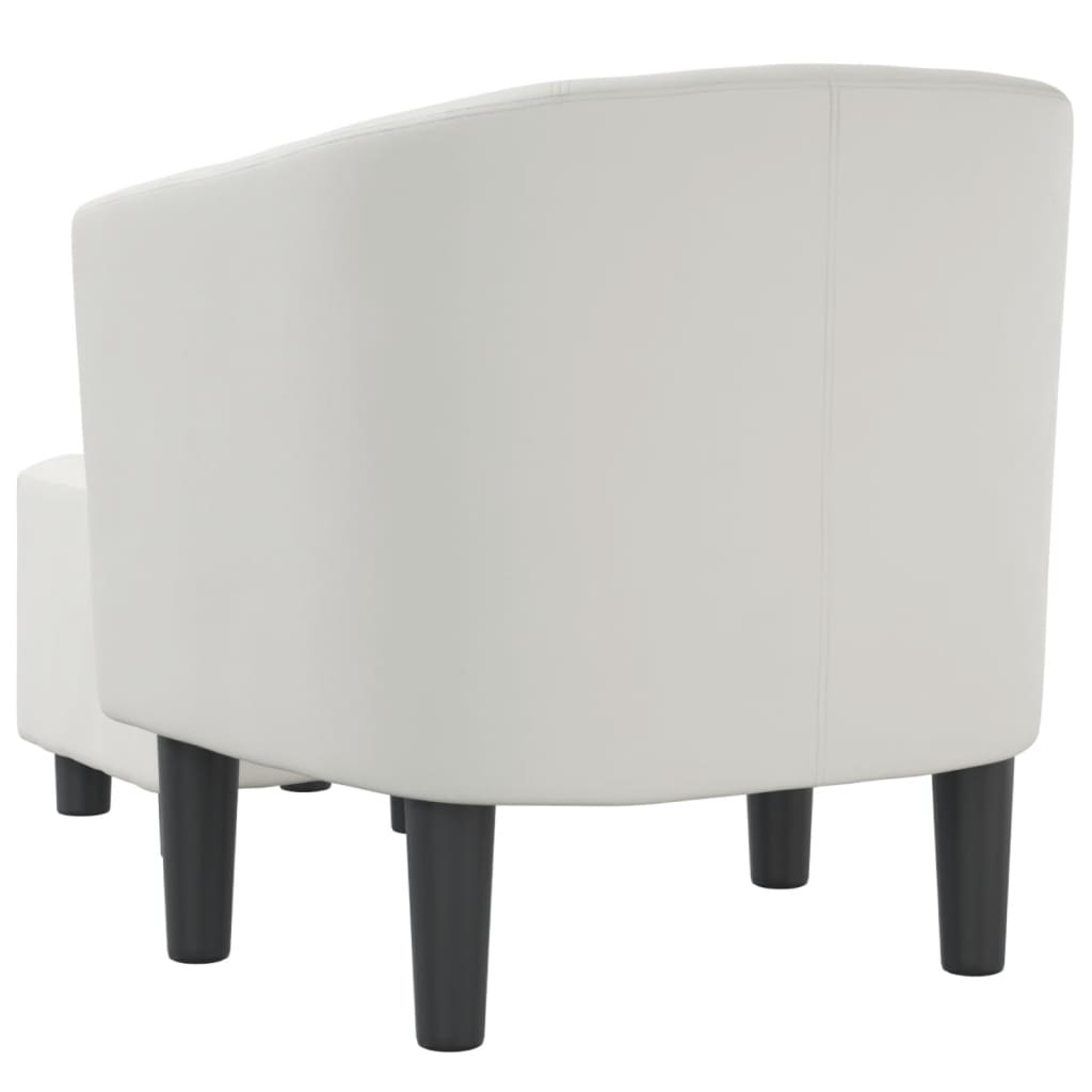 Fauteuil avec repose-pied blanc similicuir - XIOS