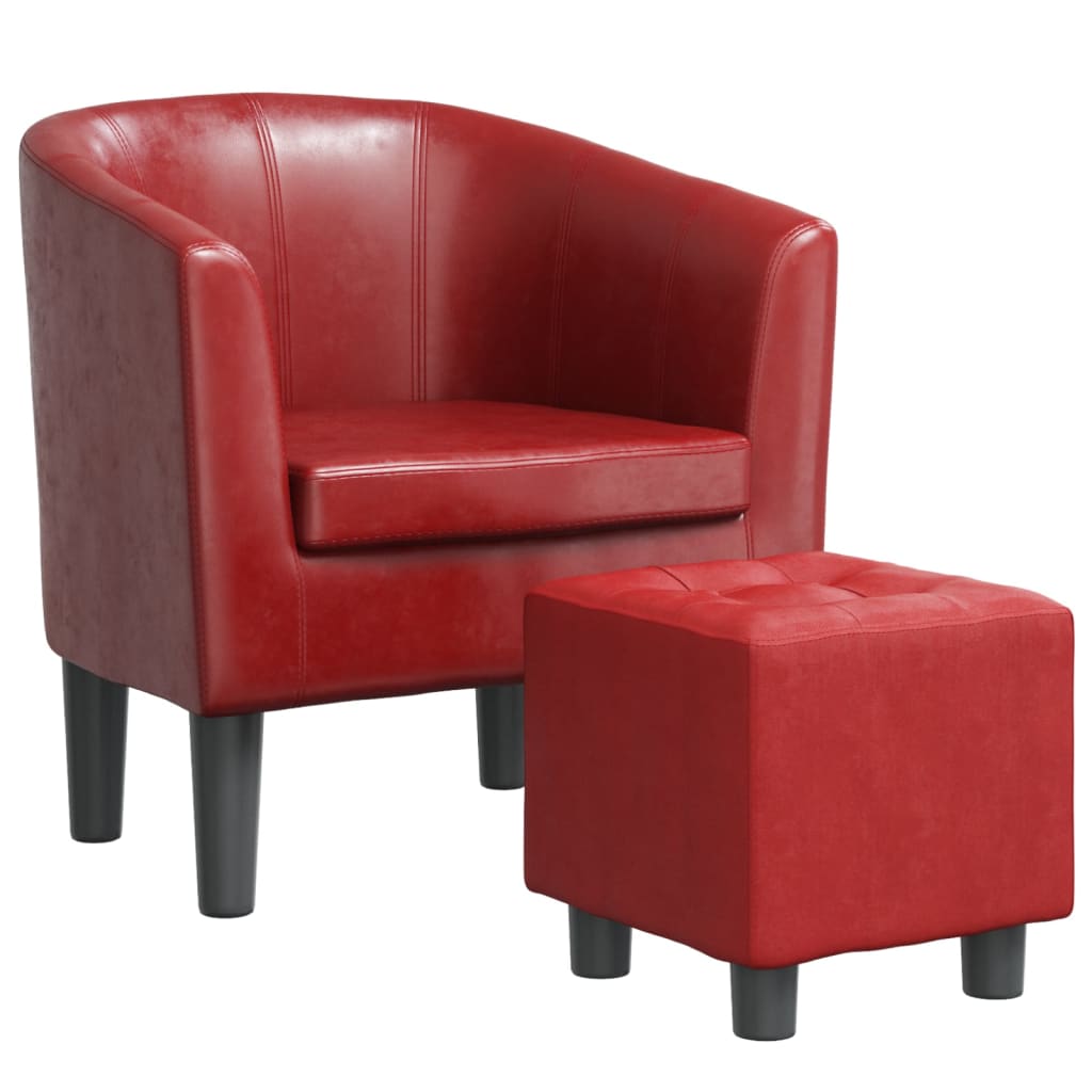 Fauteuil cabriolet avec repose-pied rouge bordeaux similicuir - XIOS