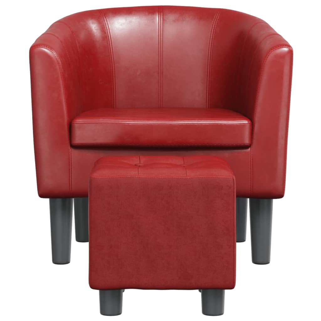 Fauteuil cabriolet avec repose-pied rouge bordeaux similicuir - XIOS
