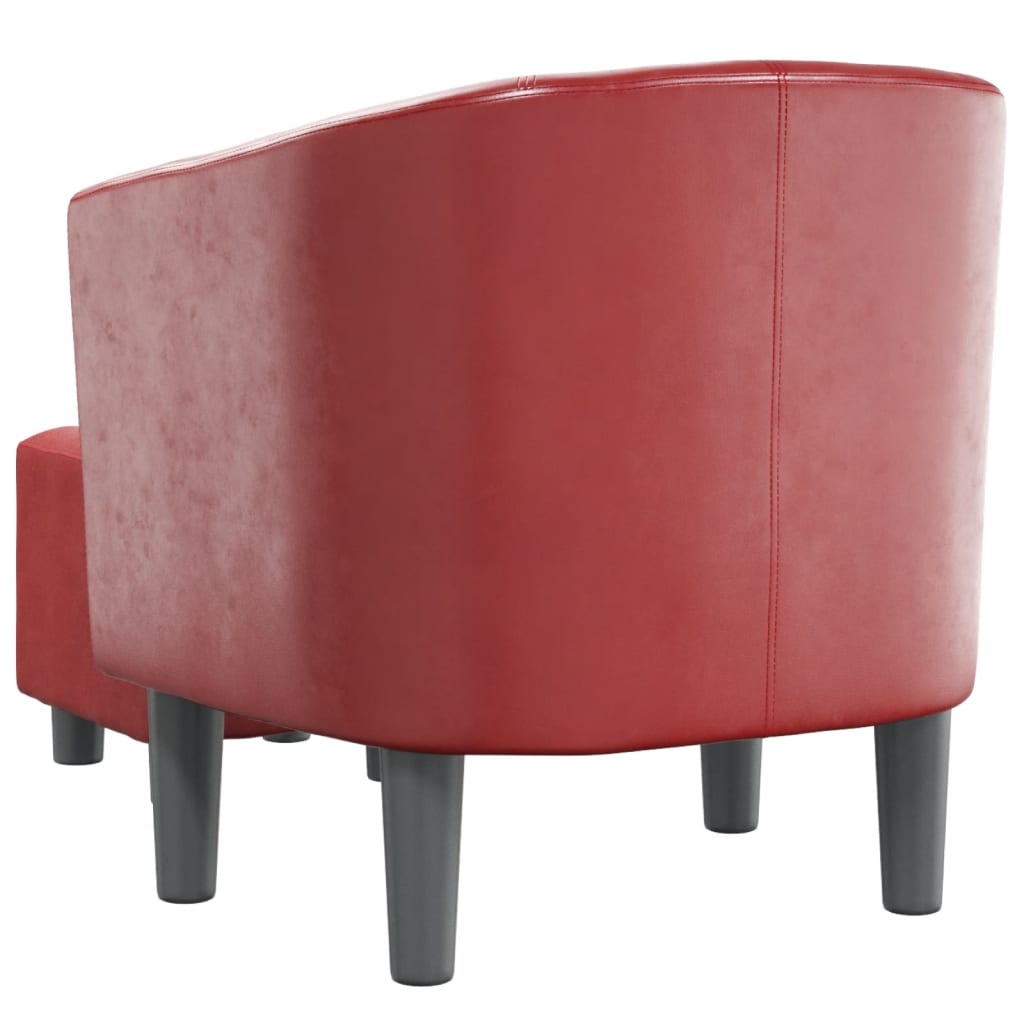 Fauteuil cabriolet avec repose-pied rouge bordeaux similicuir - XIOS