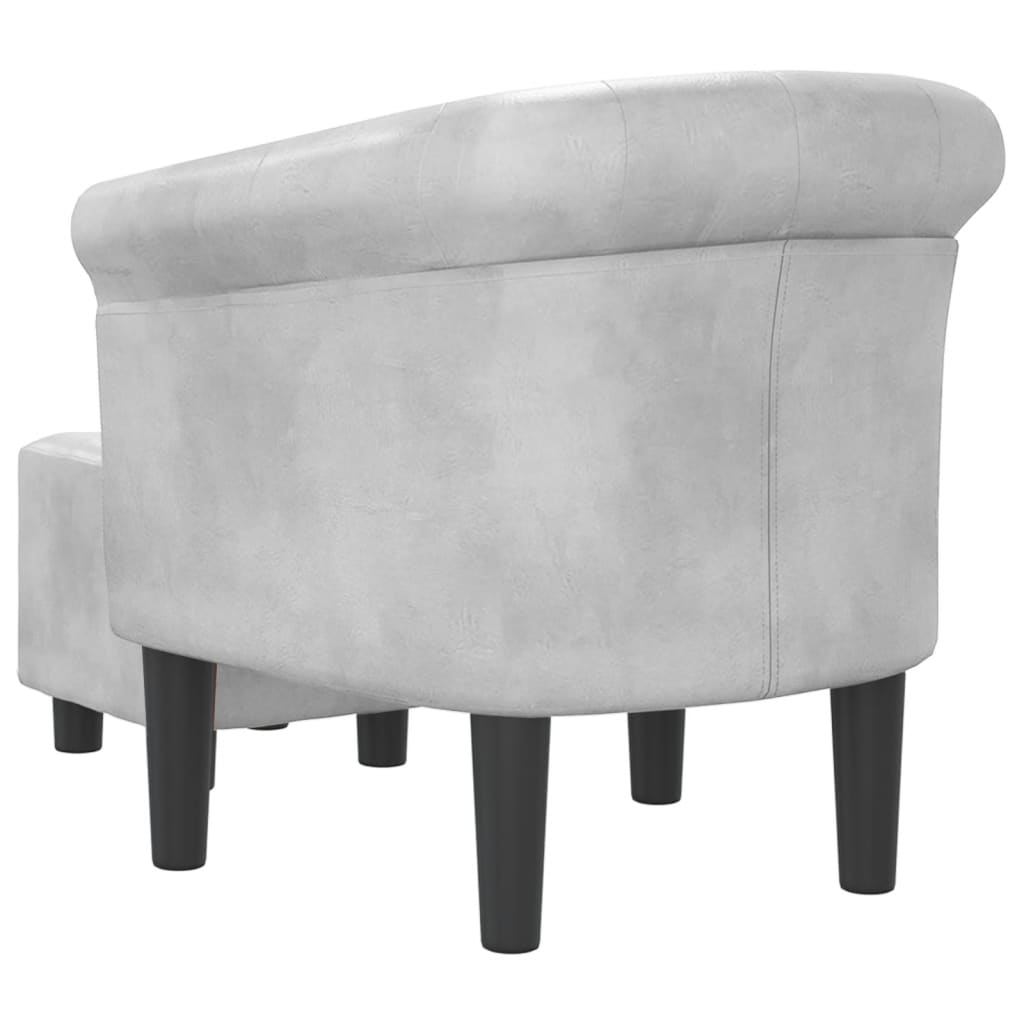 Fauteuil avec repose-pied argenté similicuir - XIOS
