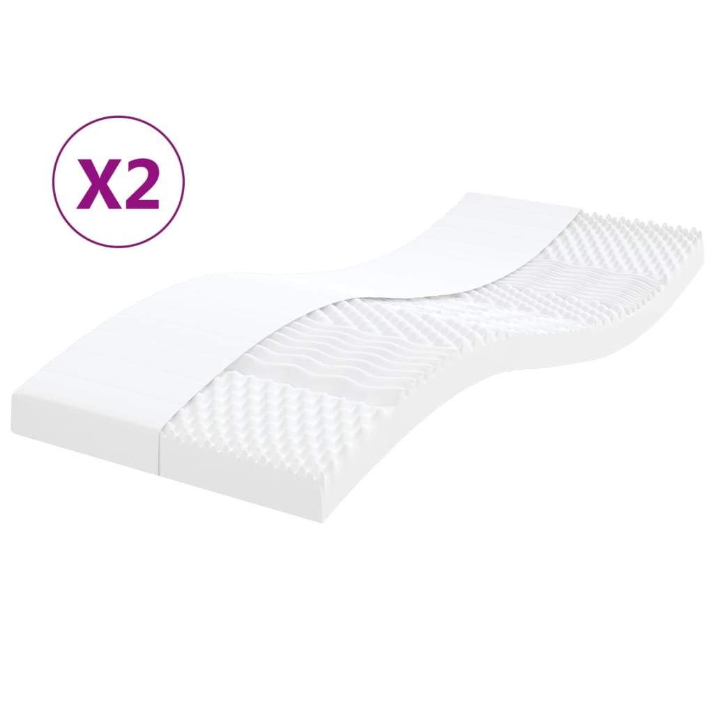 Matelas en mousse 2 pcs blanc 90x190 cm 7 zones dureté 20 ILD - XIOS