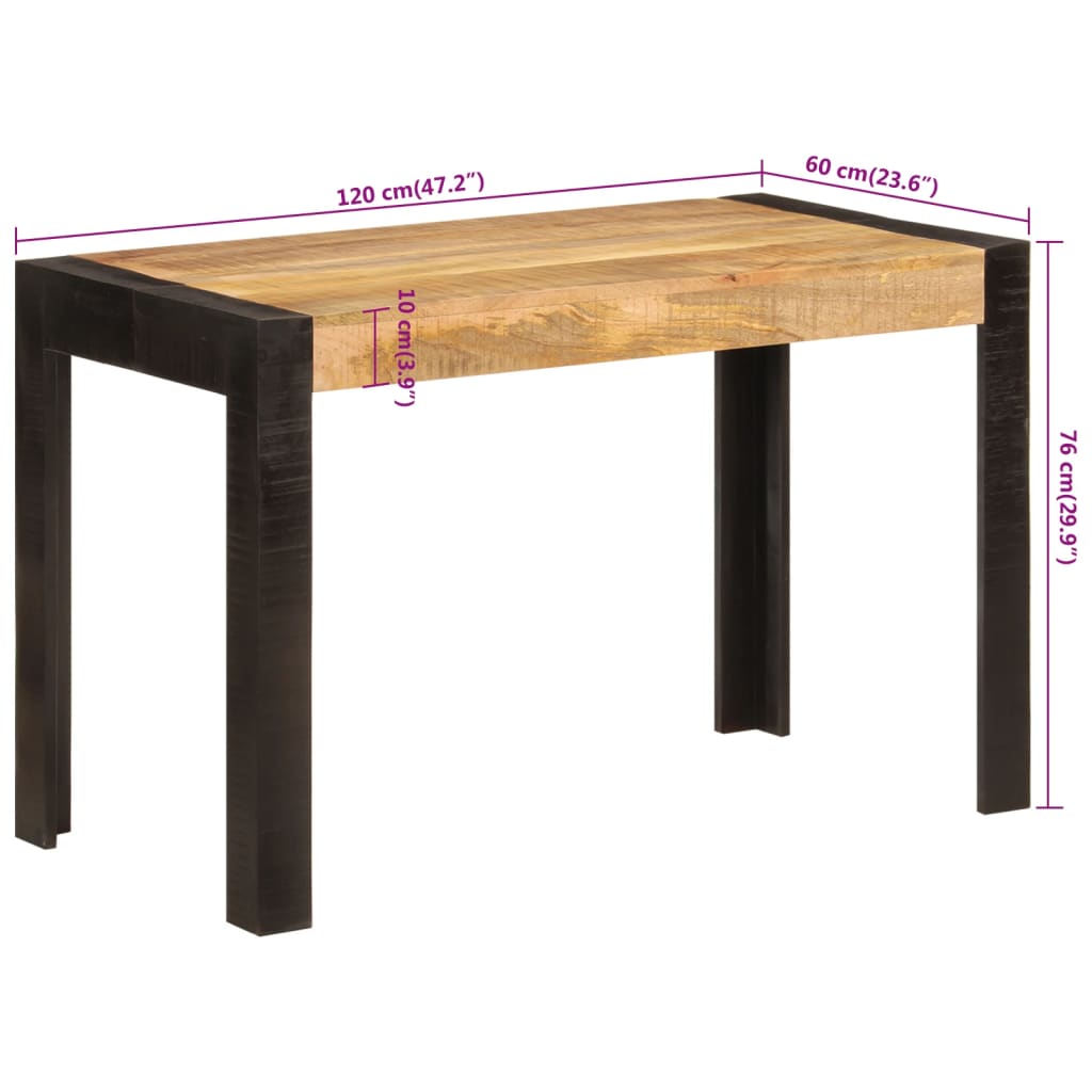 Table à dîner 120x60x76 cm bois de manguier massif - XIOS