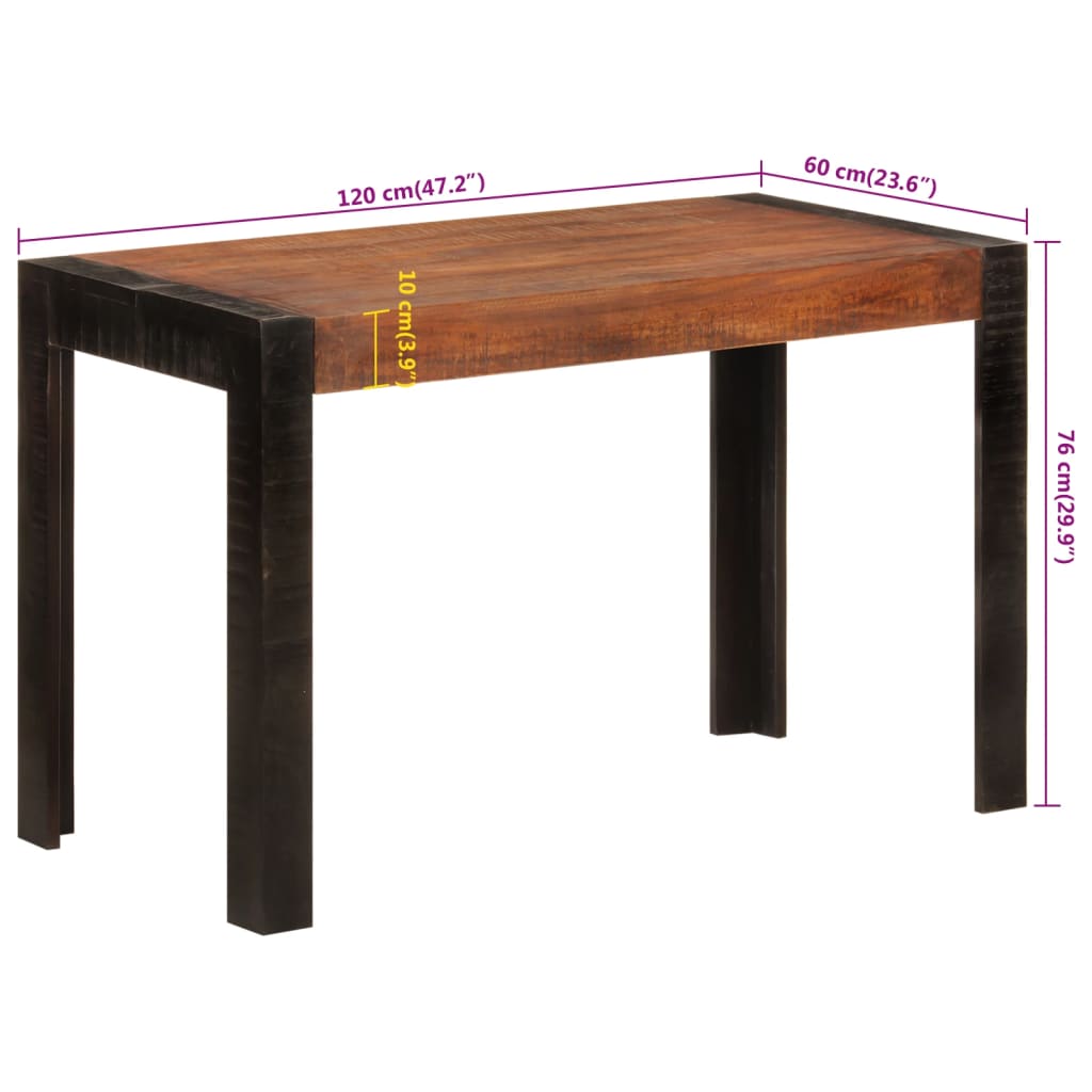 Table à dîner marron miel 120x60x76 cm bois de manguier massif - XIOS
