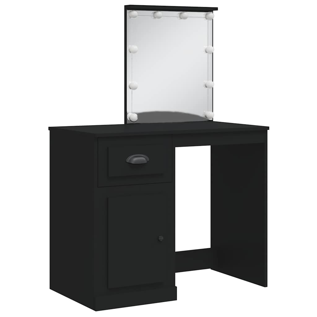 Coiffeuse avec lumières LED noir 90x42x132,5cm - XIOS