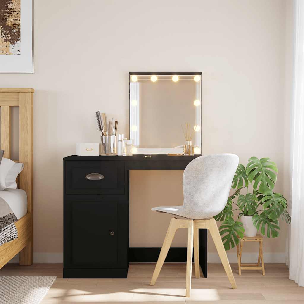 Coiffeuse avec lumières LED noir 90x42x132,5cm - XIOS
