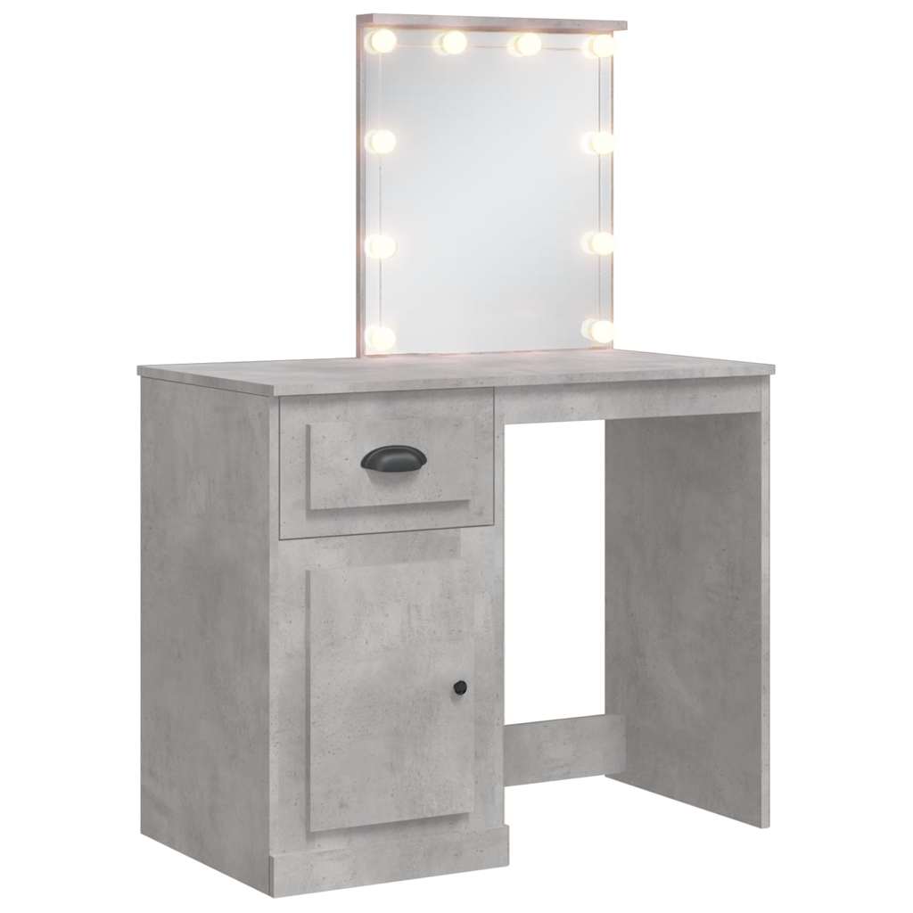 Coiffeuse avec lumières LED gris béton 90x42x132,5 cm - XIOS