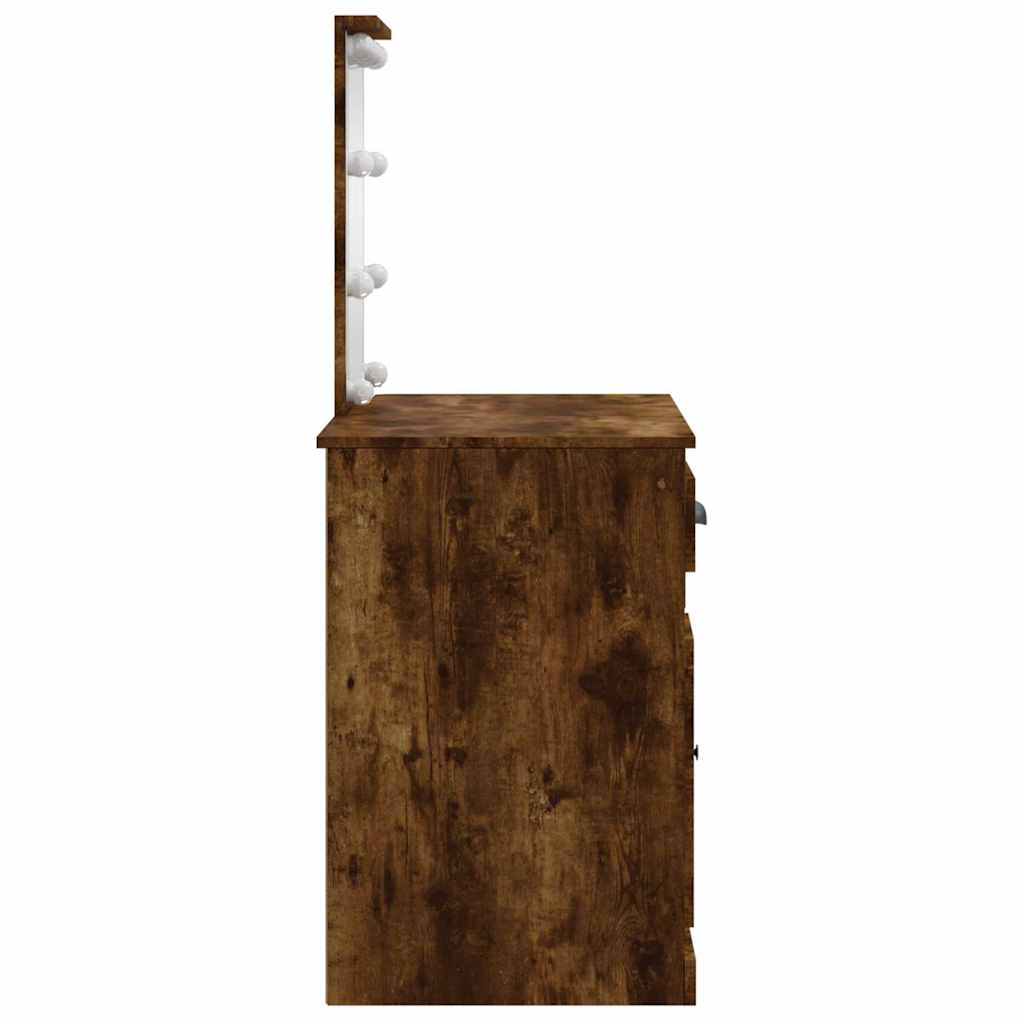 Coiffeuse avec lumières LED chêne fumé 90x42x132,5 cm - XIOS