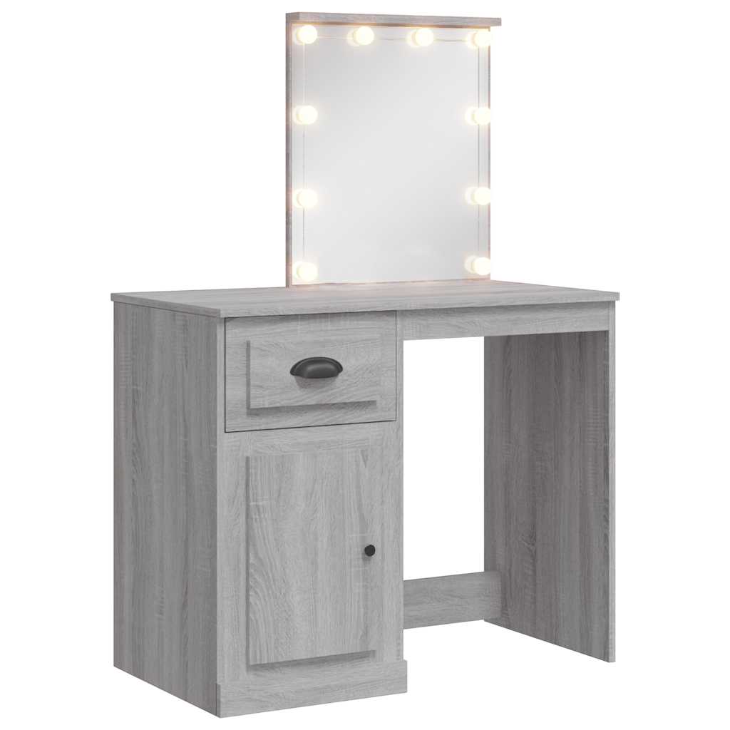 Coiffeuse avec lumières LED sonoma gris 90x42x132,5 cm - XIOS