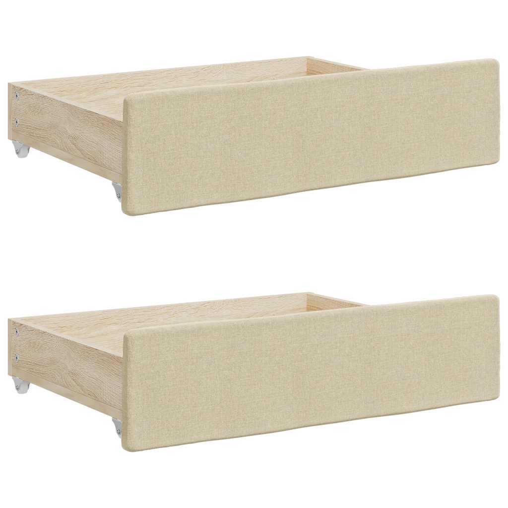 Tiroirs de lit 2 pcs crème bois d'ingénierie et tissu - XIOS