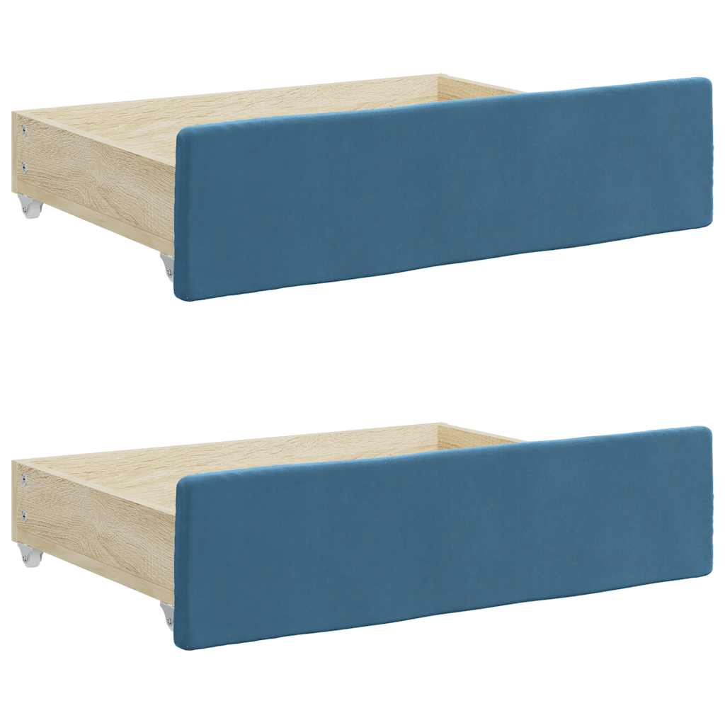 Tiroirs de lit 2 pcs bleu bois d'ingénierie et tissu - XIOS