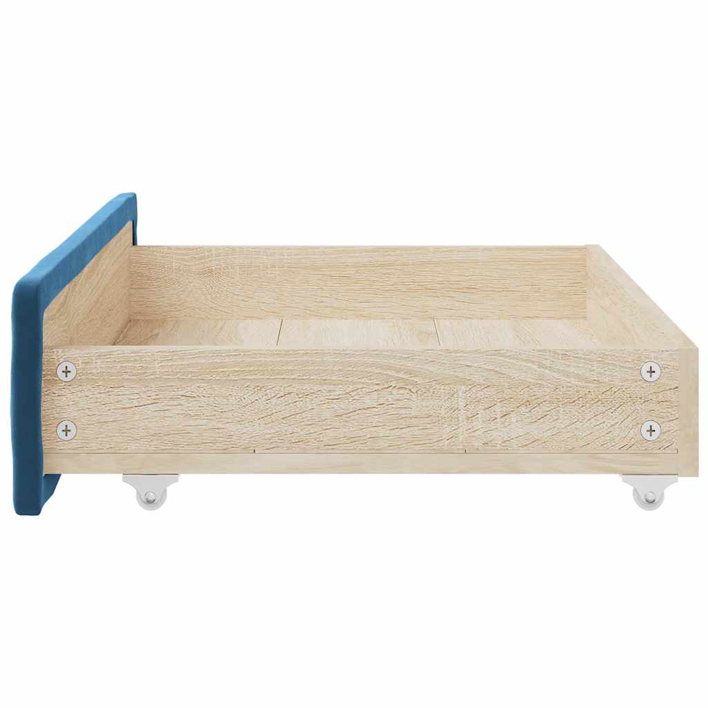 Tiroirs de lit 2 pcs bleu bois d'ingénierie et tissu - XIOS