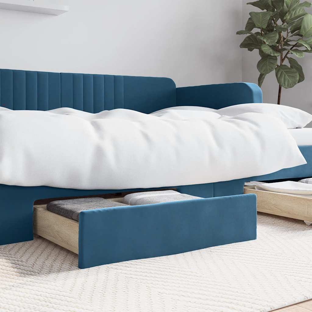 Tiroirs de lit 2 pcs bleu bois d'ingénierie et tissu - XIOS
