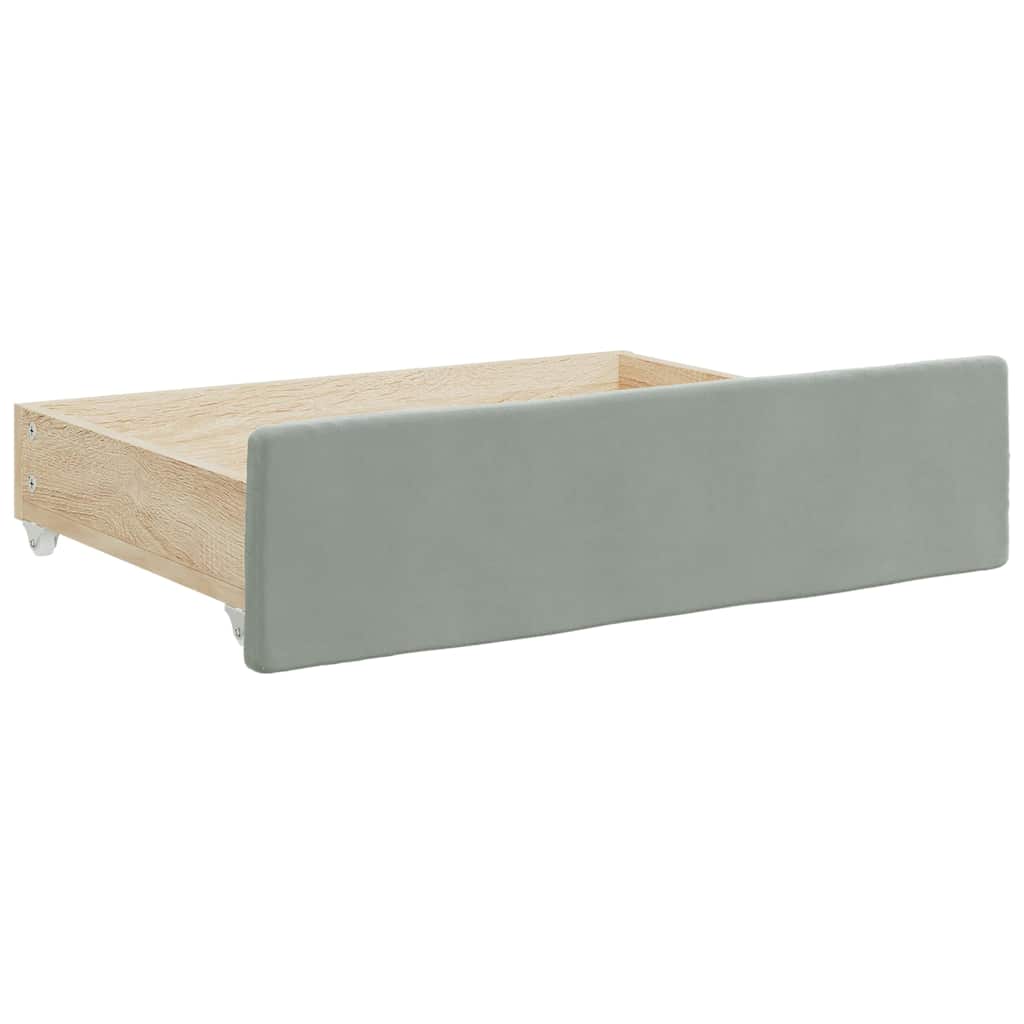 Tiroirs de lit 2 pcs gris clair bois d'ingénierie et velours - XIOS