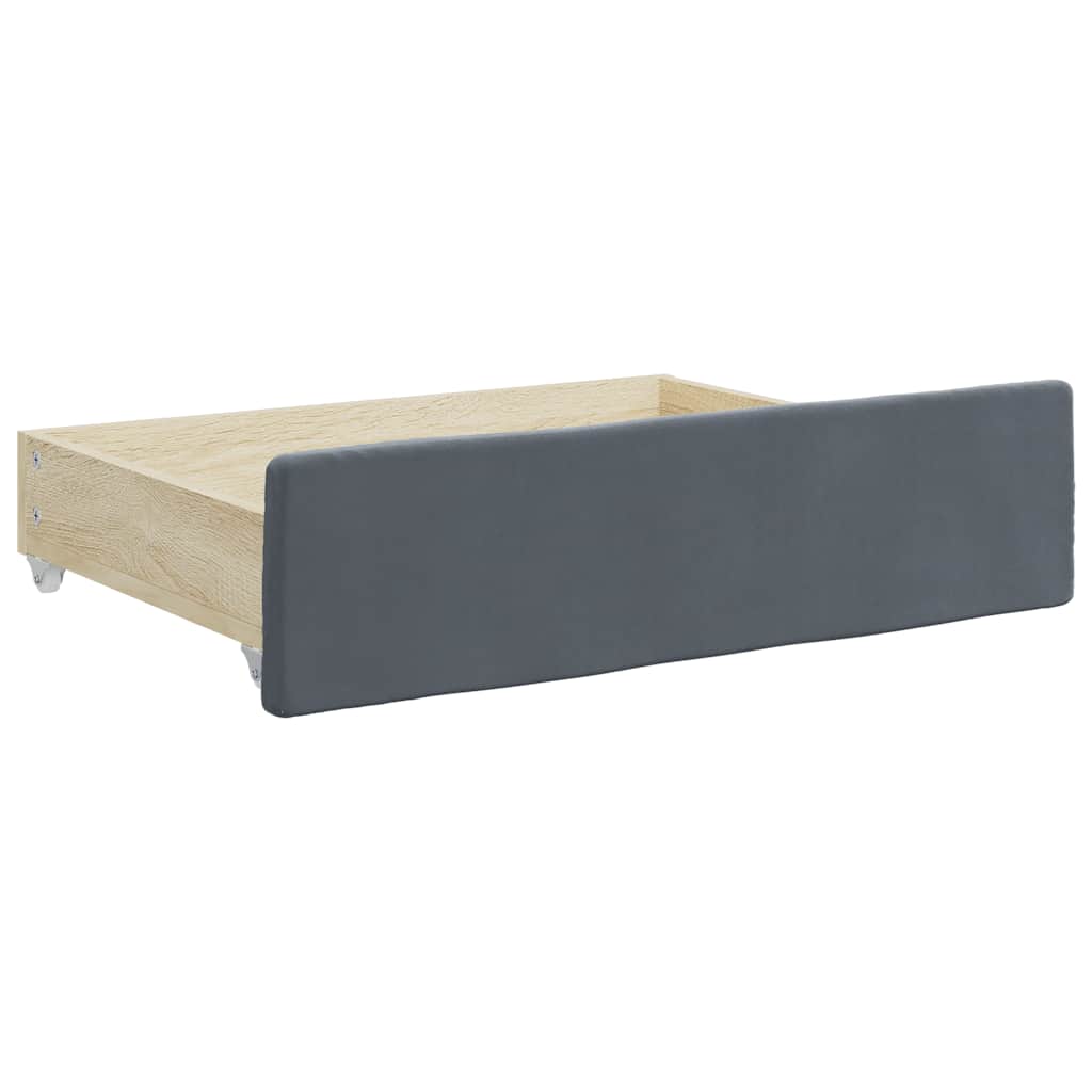 Tiroirs de lit 2 pcs gris foncé bois d'ingénierie et velours - XIOS