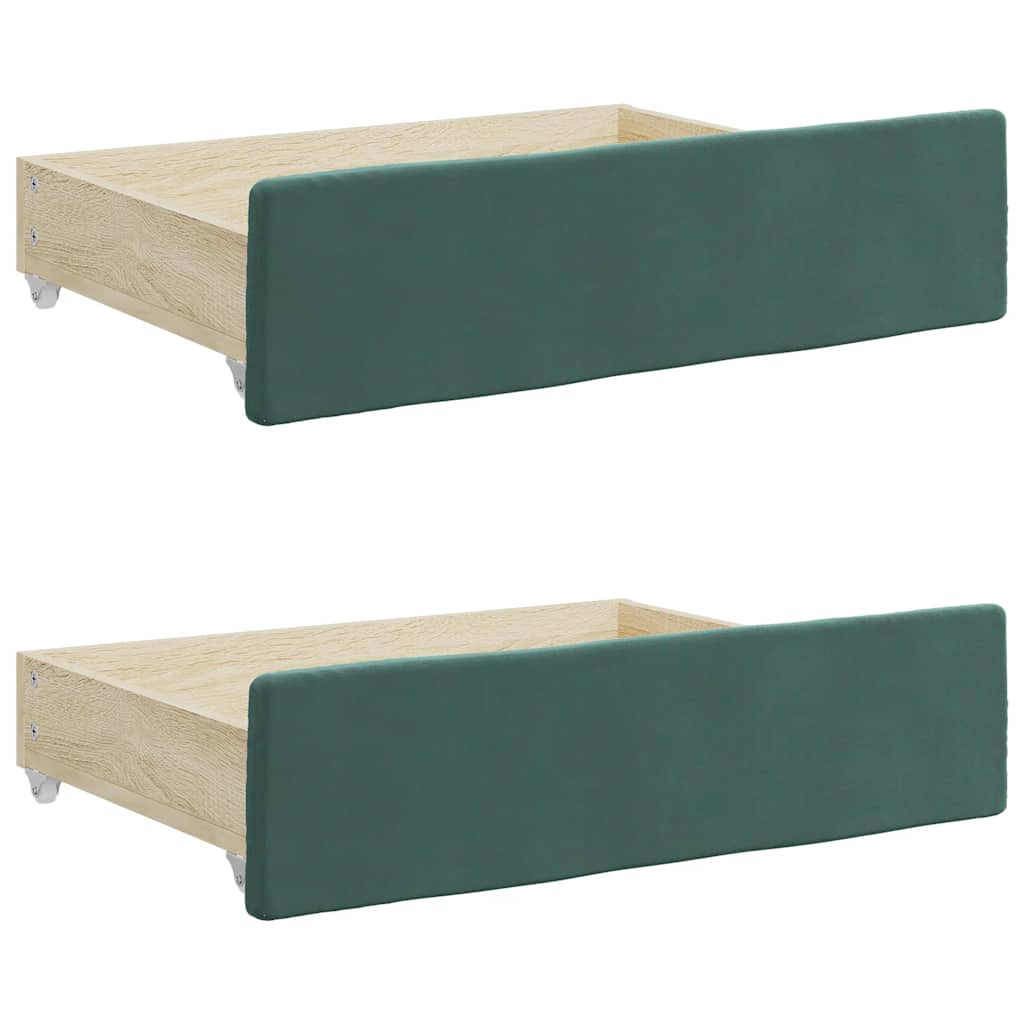 Tiroirs de lit 2 pcs vert foncé bois d'ingénierie et velours - XIOS