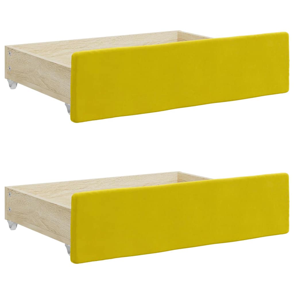 Tiroirs de lit 2 pcs jaune bois d'ingénierie et velours - XIOS