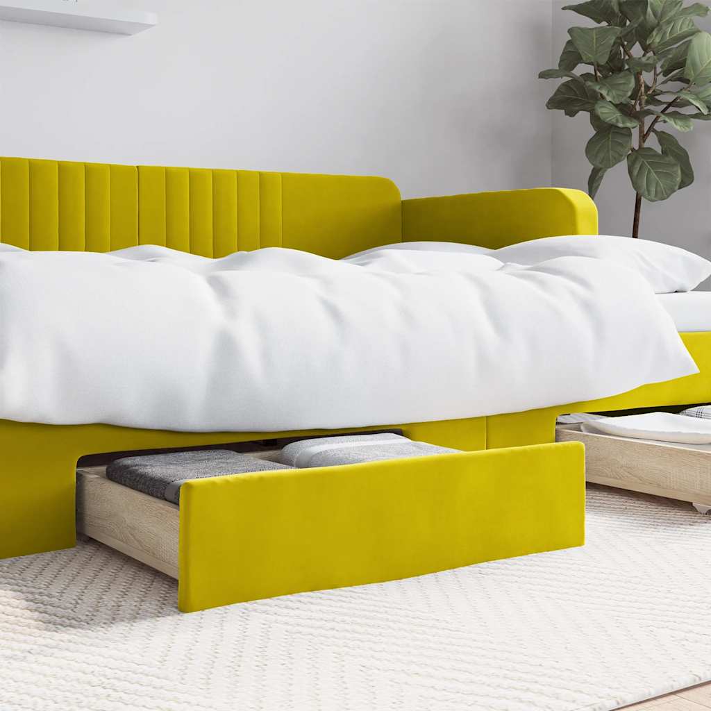 Tiroirs de lit 2 pcs jaune bois d'ingénierie et velours - XIOS