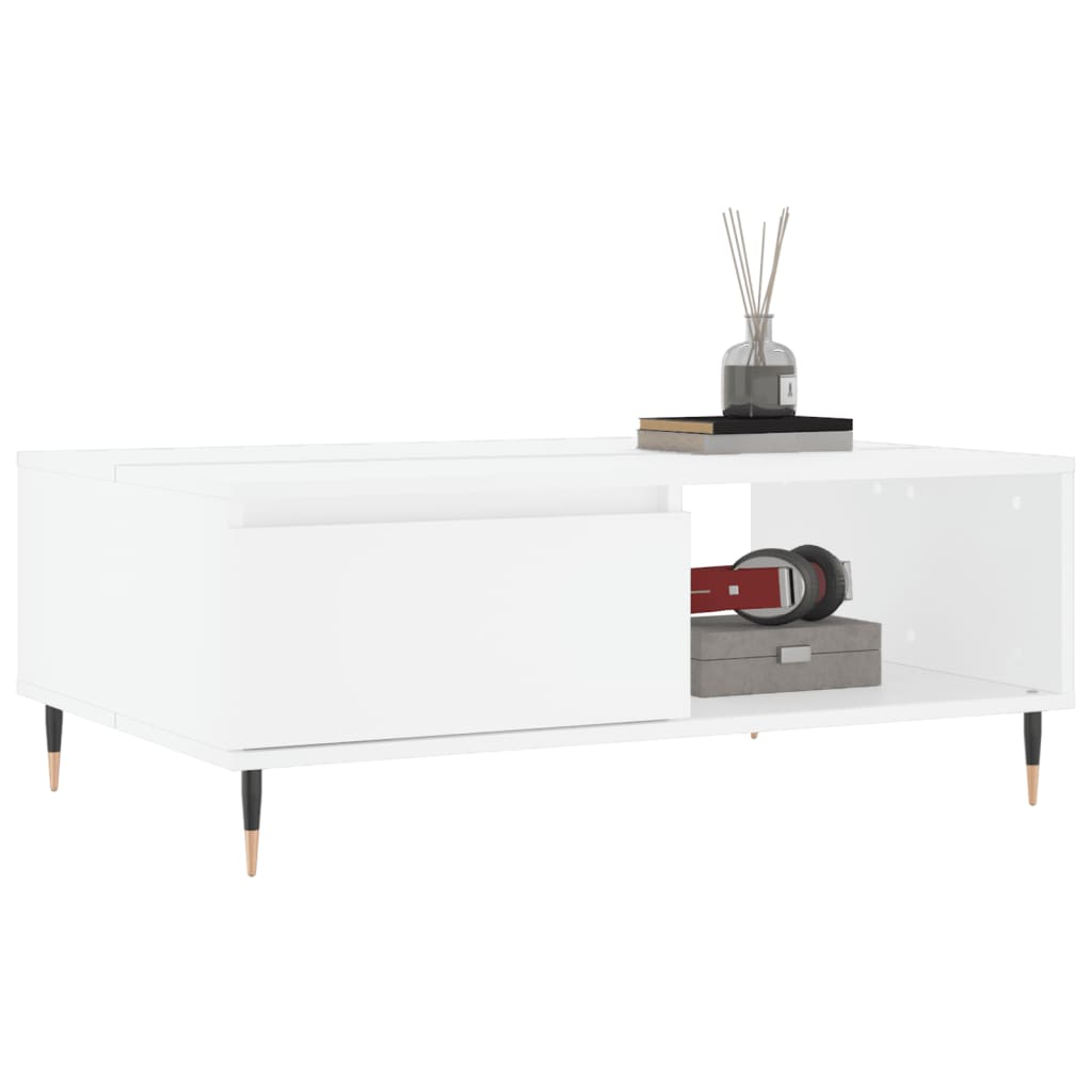 Table basse blanc 90x60x35 cm bois d'ingénierie - XIOS
