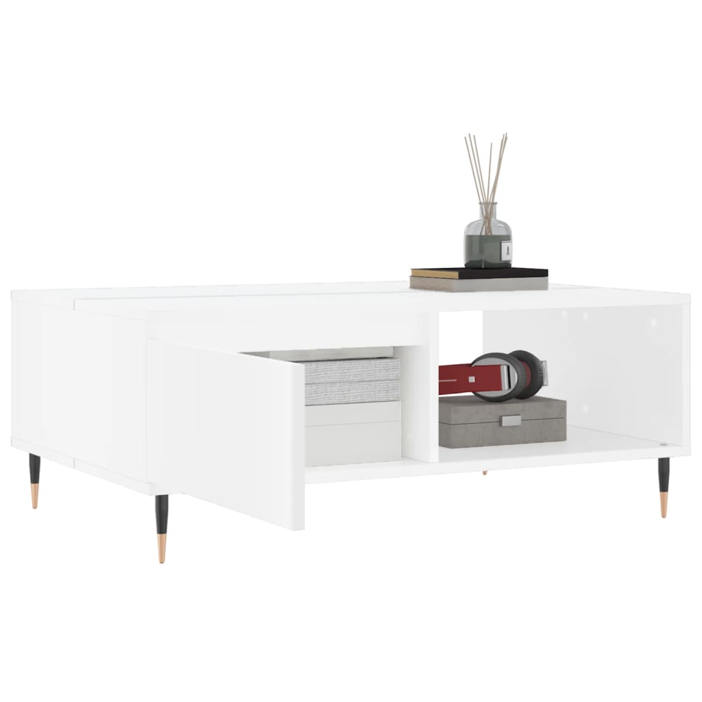 Table basse blanc 90x60x35 cm bois d'ingénierie - XIOS