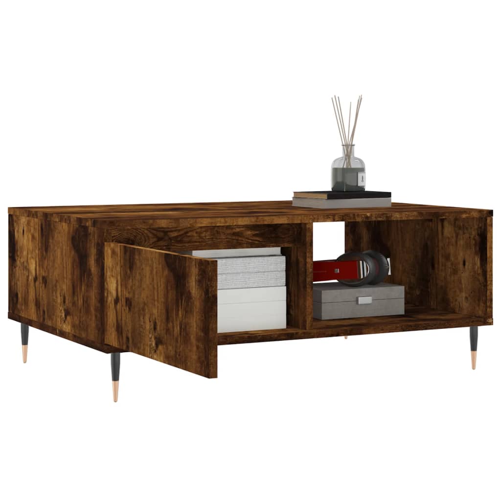 Table basse chêne fumé 90x60x35 cm bois d'ingénierie - XIOS