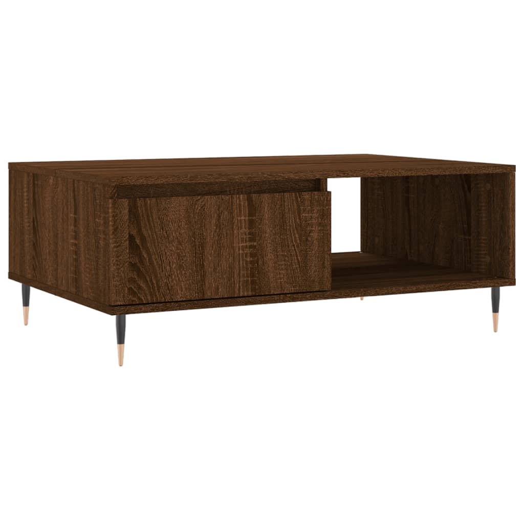 Table basse chêne marron 90x60x35 cm bois d'ingénierie - XIOS