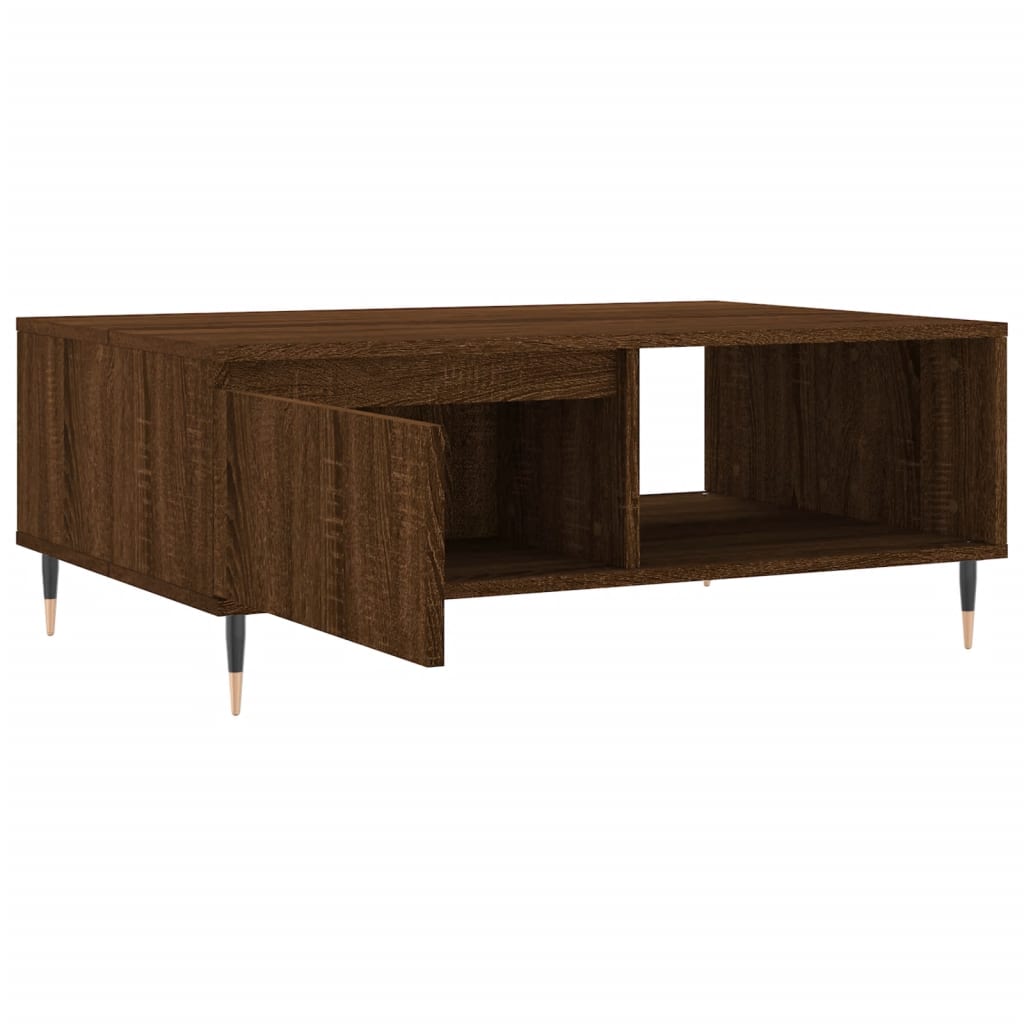 Table basse chêne marron 90x60x35 cm bois d'ingénierie - XIOS