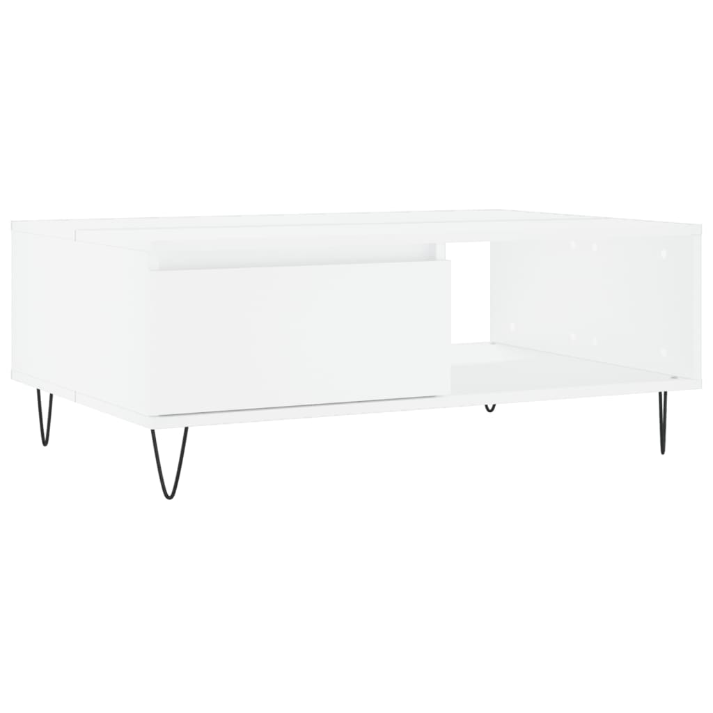 Table basse blanc 90x60x35 cm bois d'ingénierie - XIOS
