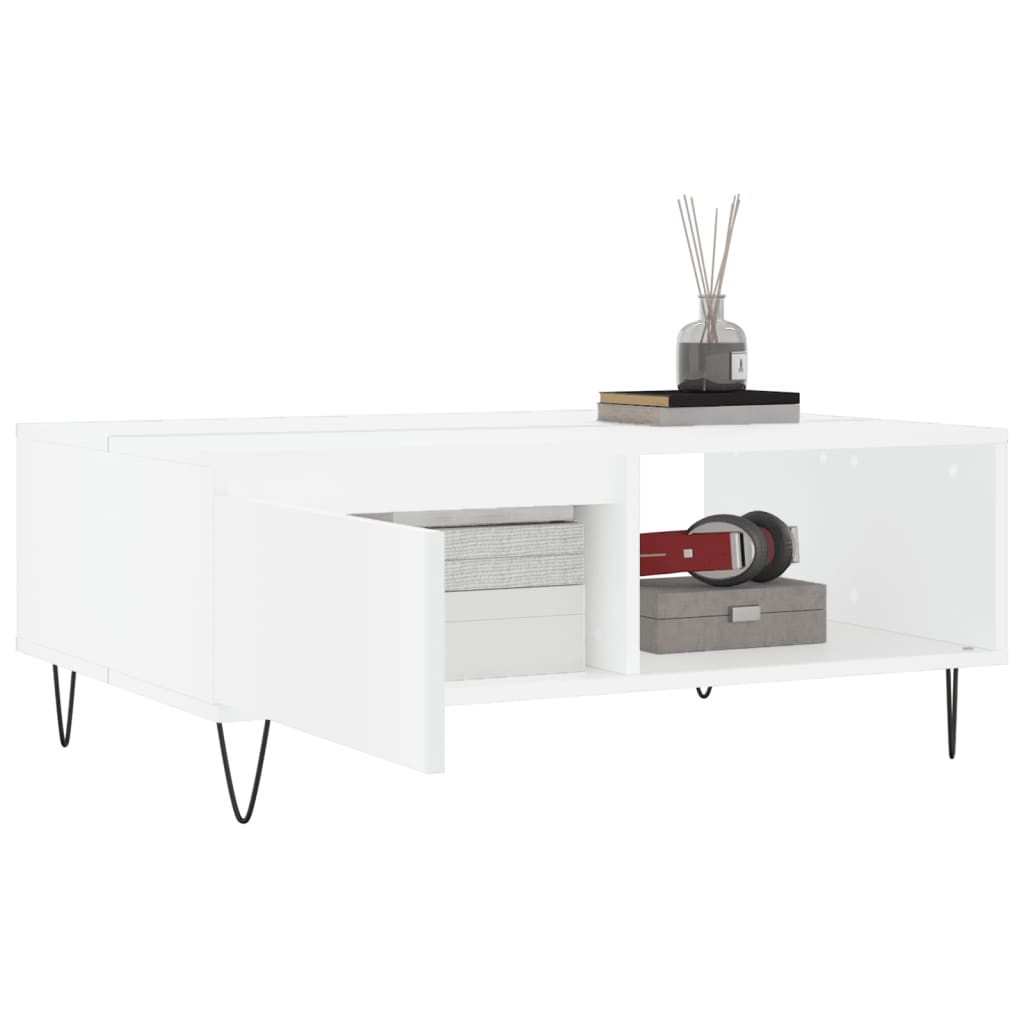 Table basse blanc 90x60x35 cm bois d'ingénierie - XIOS