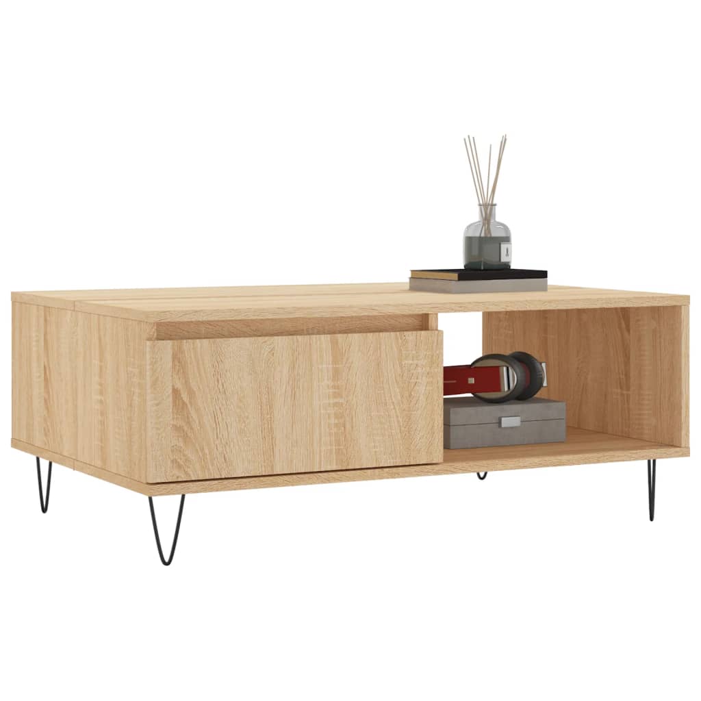 Table basse chêne sonoma 90x60x35 cm bois d'ingénierie - XIOS