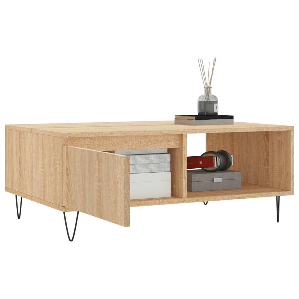 Table basse chêne sonoma 90x60x35 cm bois d'ingénierie - XIOS