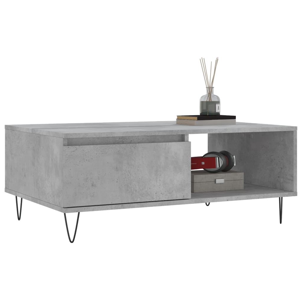 Table basse gris béton 90x60x35 cm bois d'ingénierie - XIOS