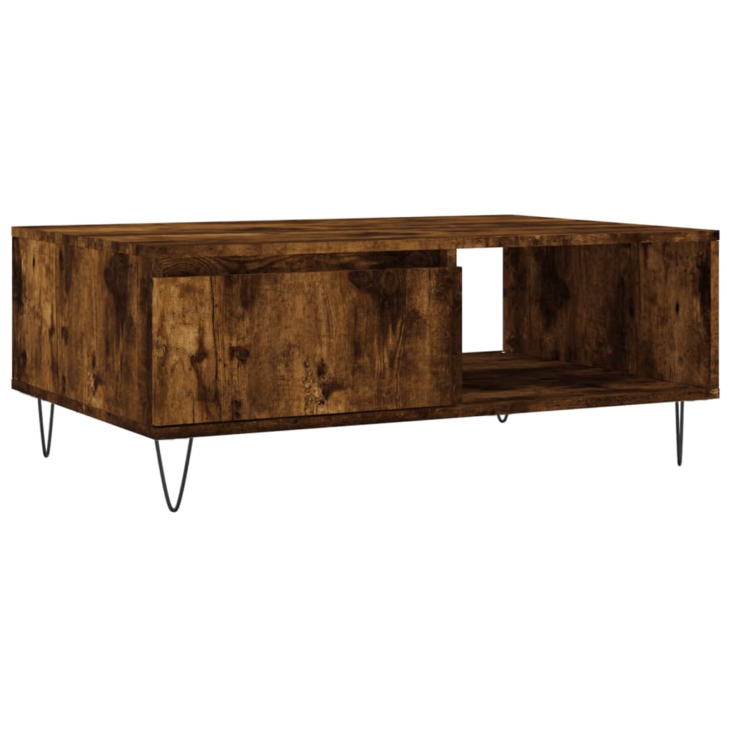 Table basse chêne fumé 90x60x35 cm bois d'ingénierie - XIOS
