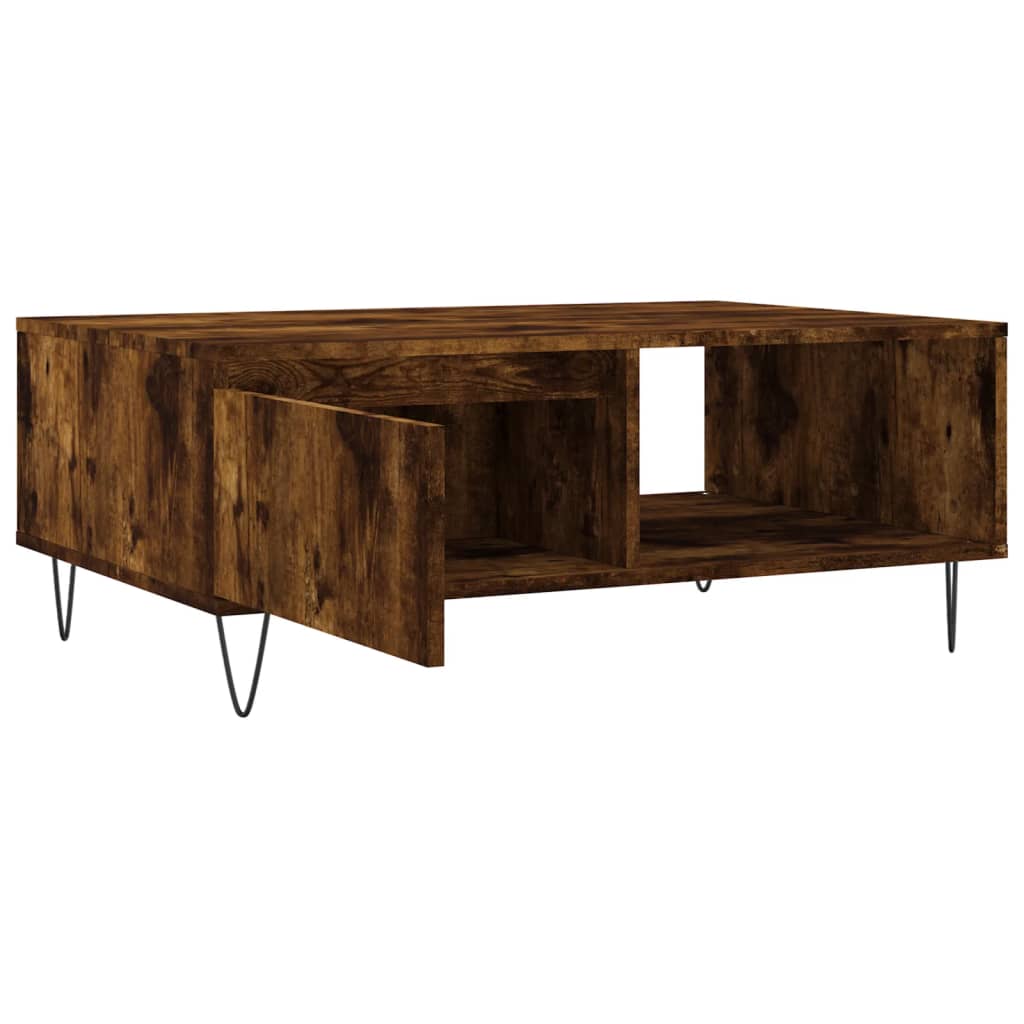 Table basse chêne fumé 90x60x35 cm bois d'ingénierie - XIOS
