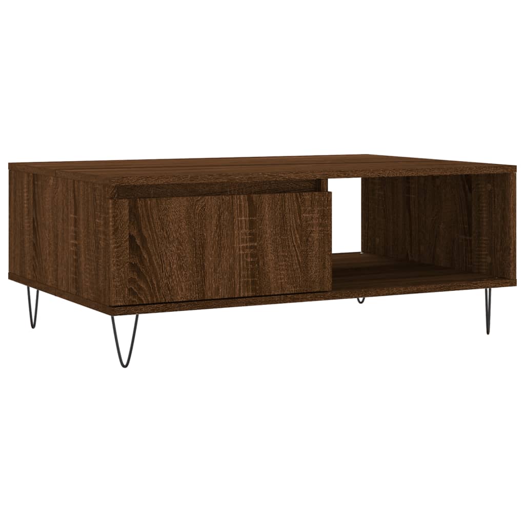 Table basse chêne marron 90x60x35 cm bois d'ingénierie - XIOS