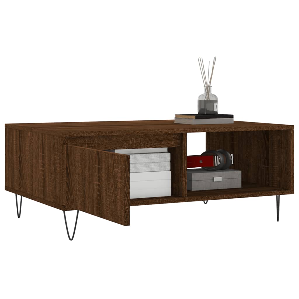 Table basse chêne marron 90x60x35 cm bois d'ingénierie - XIOS