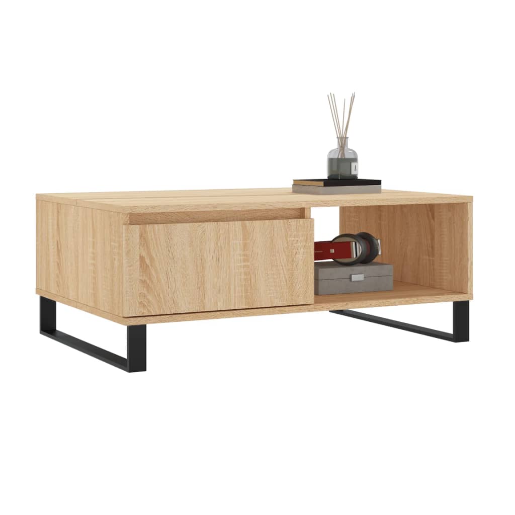 Table basse chêne sonoma 90x60x35 cm bois d'ingénierie - XIOS