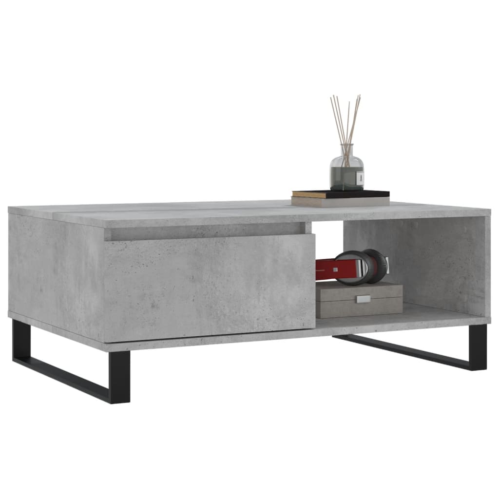 Table basse gris béton 90x60x35 cm bois d'ingénierie - XIOS
