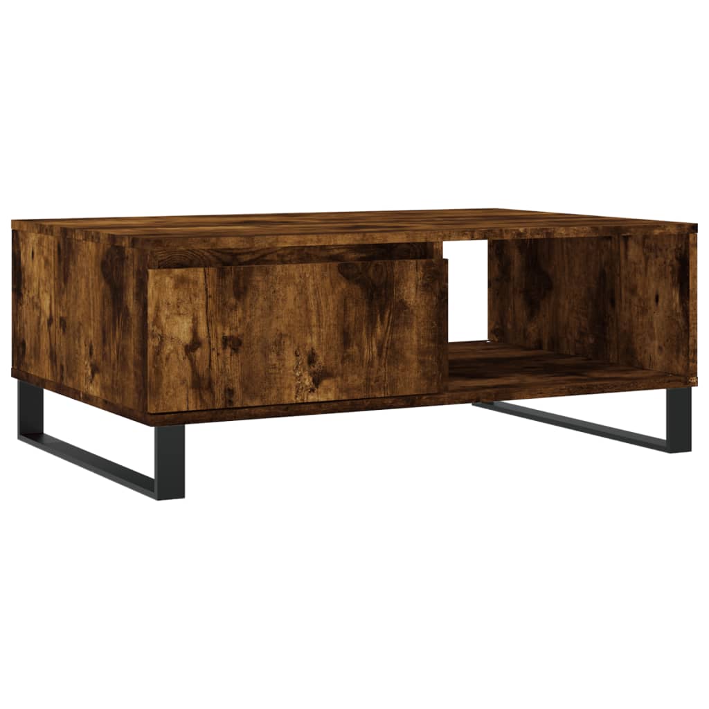Table basse chêne fumé 90x60x35 cm bois d'ingénierie - XIOS