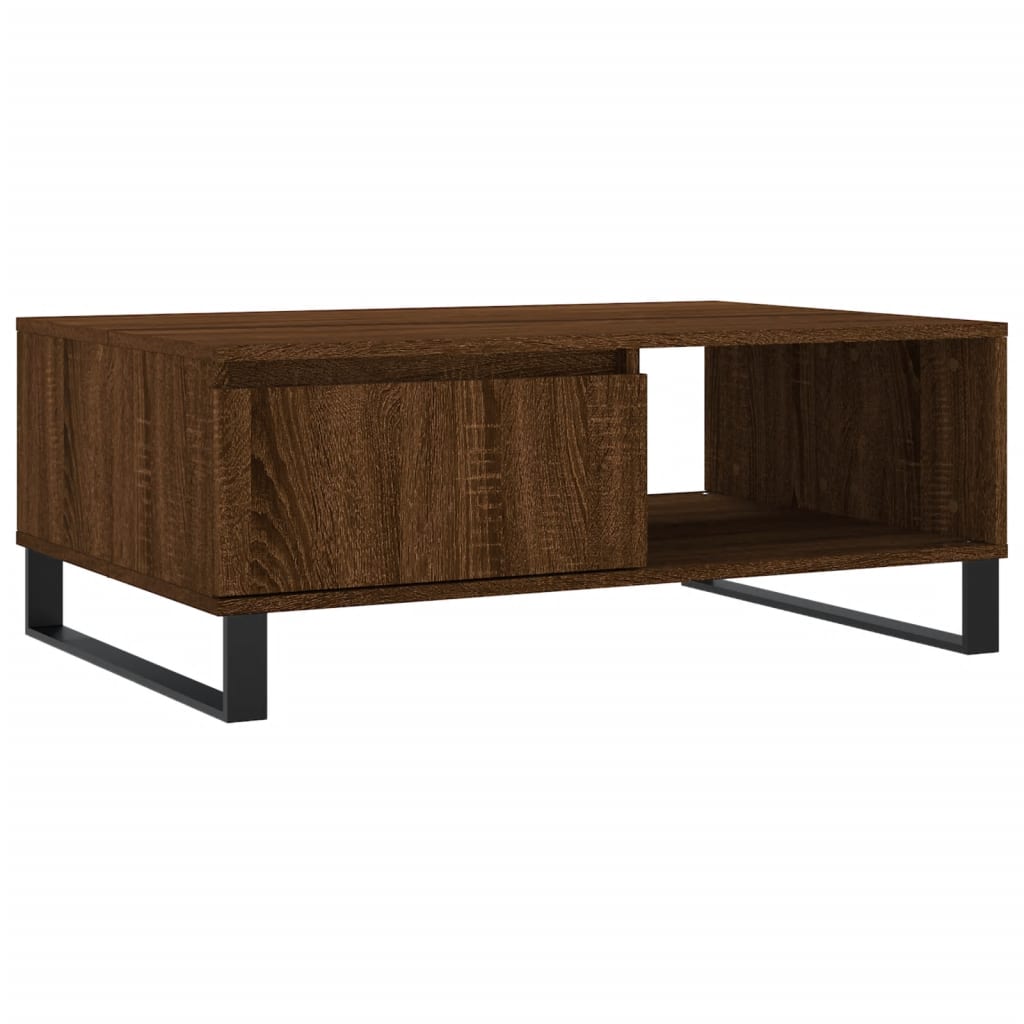 Table basse chêne marron 90x60x35 cm bois d'ingénierie - XIOS
