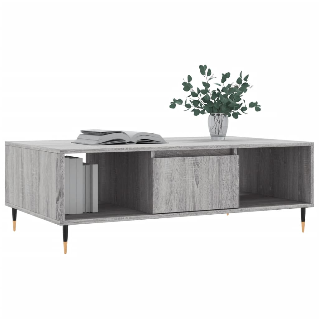 Table basse sonoma gris 104x60x35 cm bois d'ingénierie - XIOS