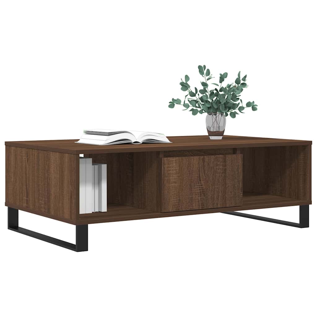 Table basse chêne marron 104x60x35 cm bois d'ingénierie - XIOS