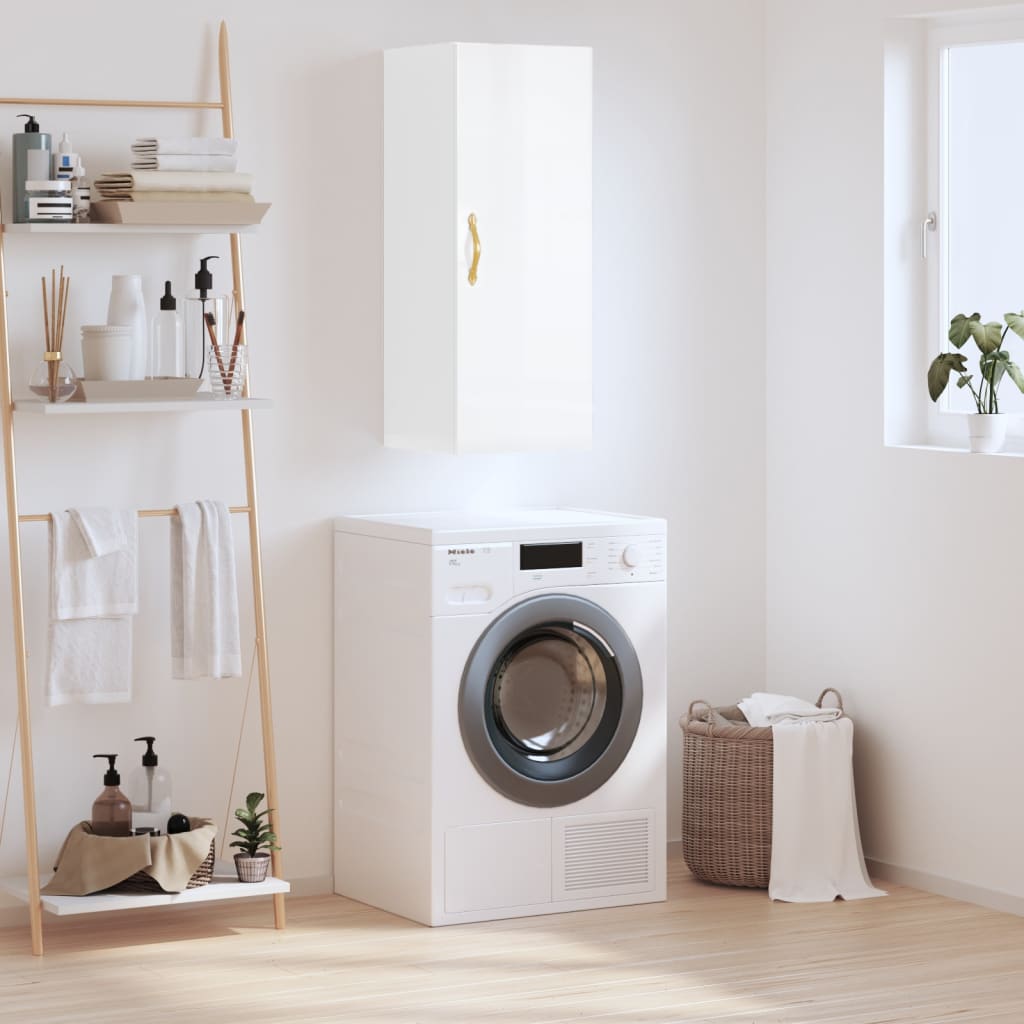 Armoire murale blanc brillant 34,5x34x90 cm - XIOS