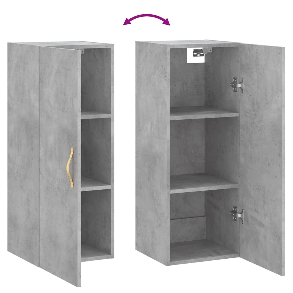 Armoire murale gris béton 34,5x34x90 cm - XIOS