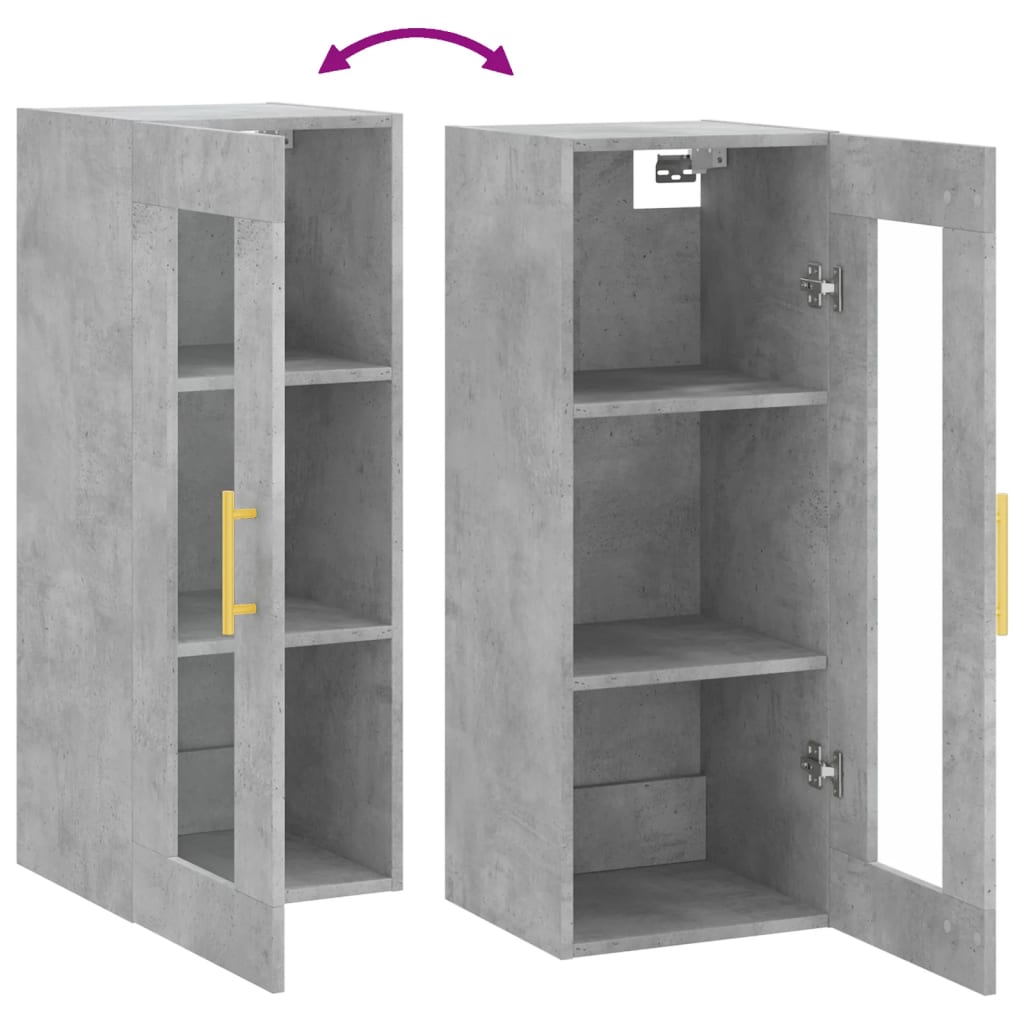 Armoire murale gris béton 34,5x34x90 cm - XIOS