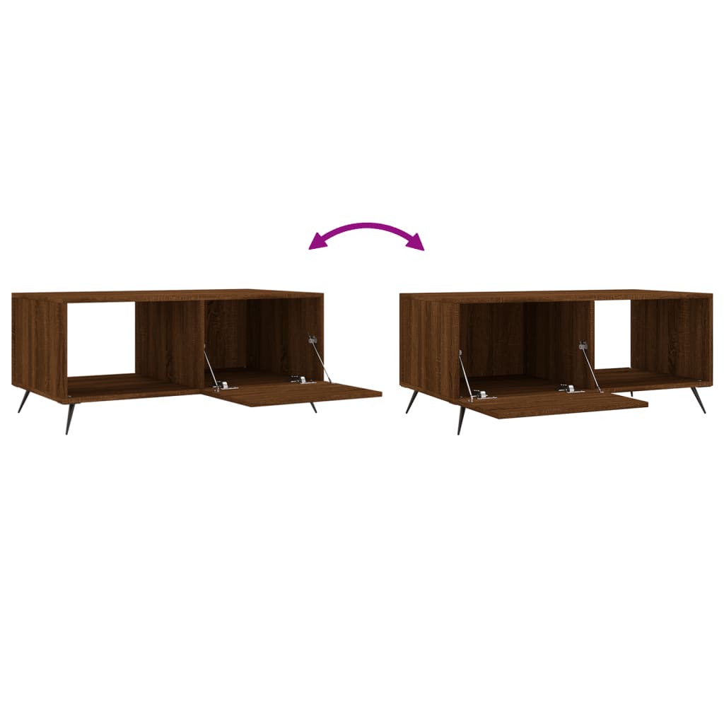 Table basse chêne marron 90x50x40 cm bois d'ingénierie - XIOS