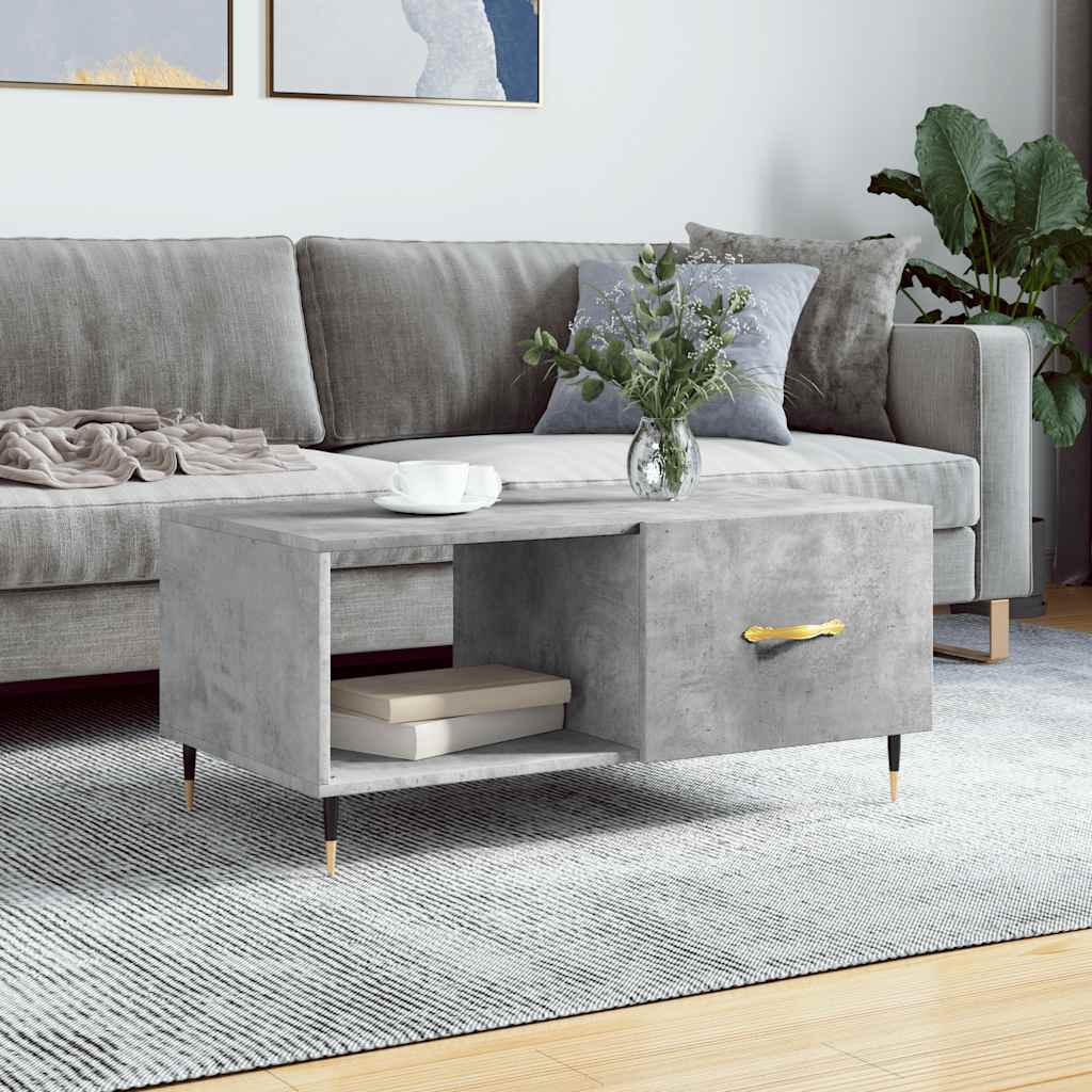 Table basse gris béton 90x50x40 cm bois d'ingénierie - XIOS