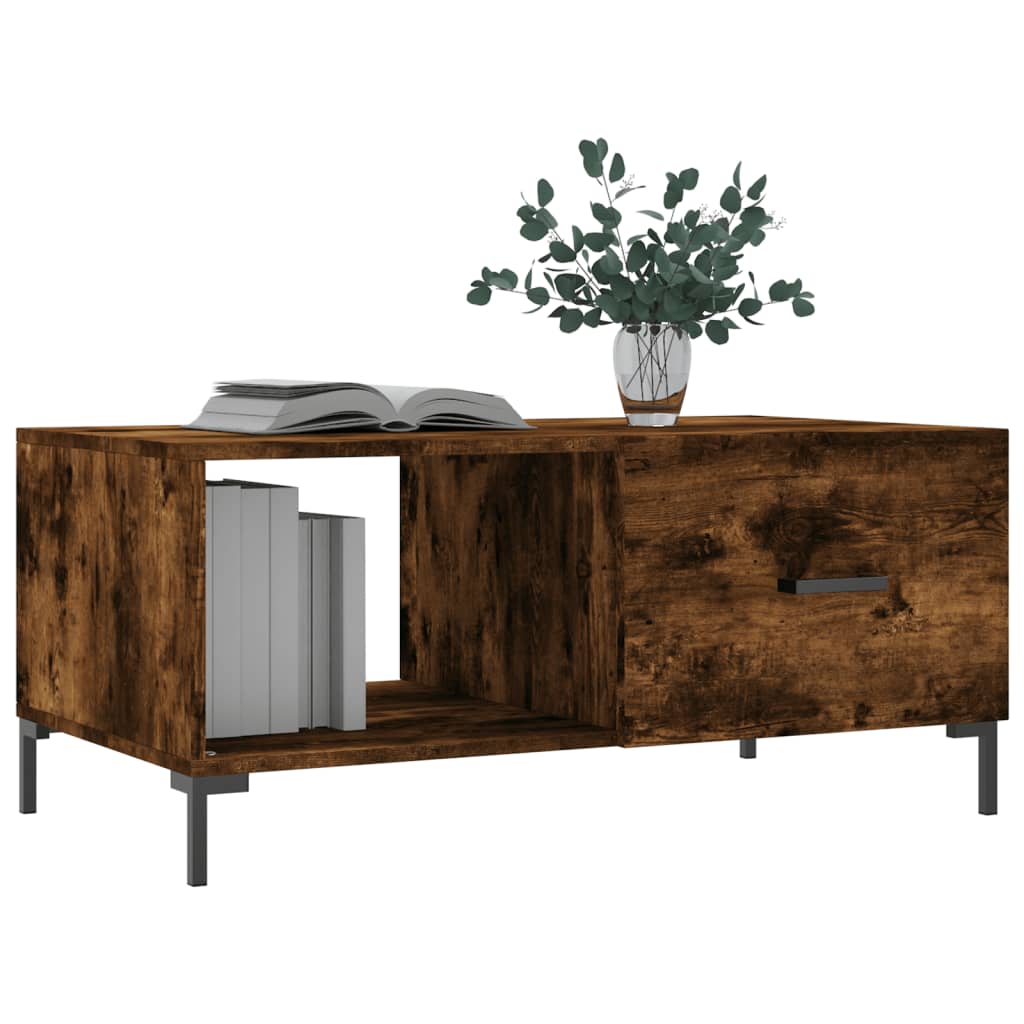 Table basse chêne fumé 90x50x40 cm bois d'ingénierie - XIOS