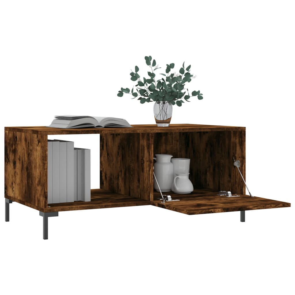 Table basse chêne fumé 90x50x40 cm bois d'ingénierie - XIOS